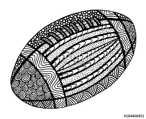 500x409 Hand Drawn Rugby Ball Illustration On Black And White Stock Photo