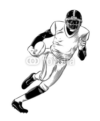 333x400 Hand Drawn Sketch Of Rugby Player In Black Isolated On White