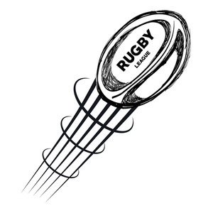 300x300 Hand Drawing Ball Rugby Flying Design Vector Illustration