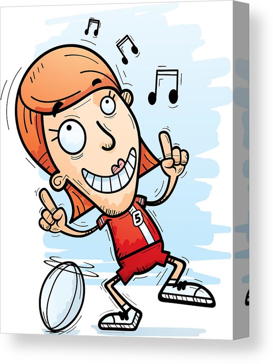 562x750 Cartoon Rugby Player Dancing Canvas Print Canvas Art