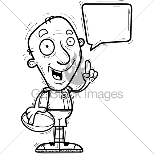 500x500 Cartoon Senior Rugby Player Talking Gl Stock Images