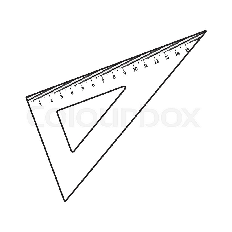 800x800 Simple Hand Drawn Plastic Angle Ruler, Stock Vector Colourbox