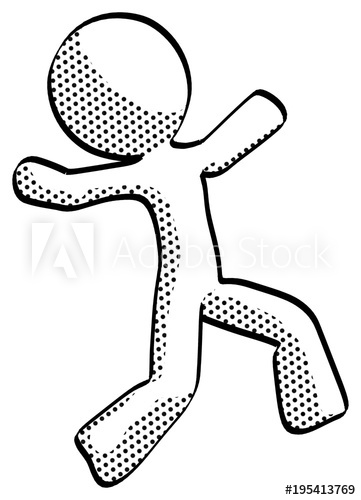 361x500 halftone design mascot man running away in hysterical panic