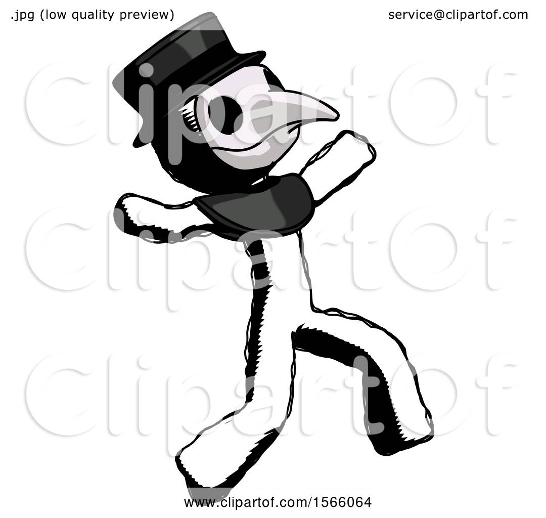 1080x1024 ink plague doctor man running away in hysterical panic direction