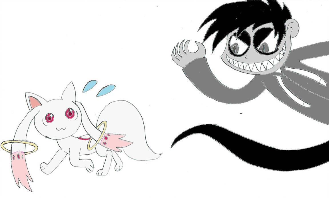 1152x694 Kyubey Running Away From Monochrome Macey