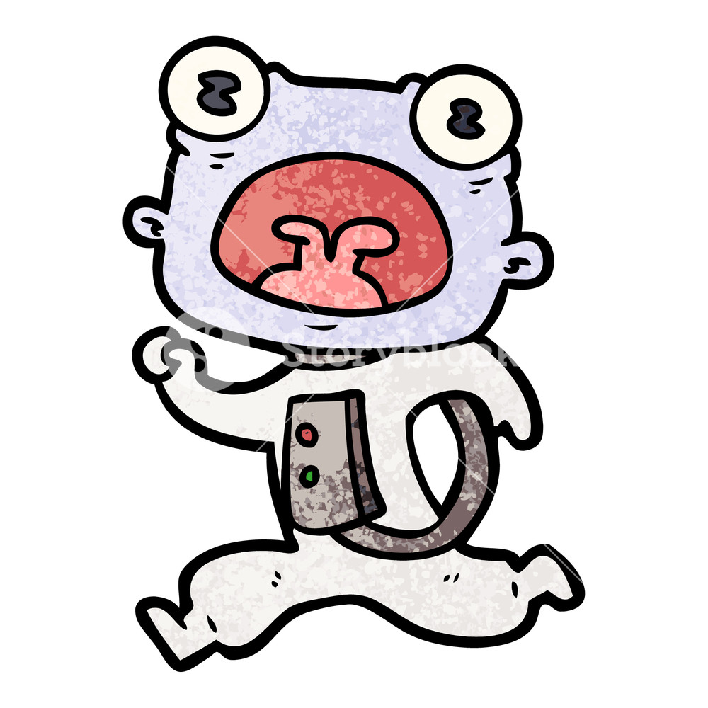 1000x1000 Cartoon Weird Alien Running Away Royalty Free Stock Image