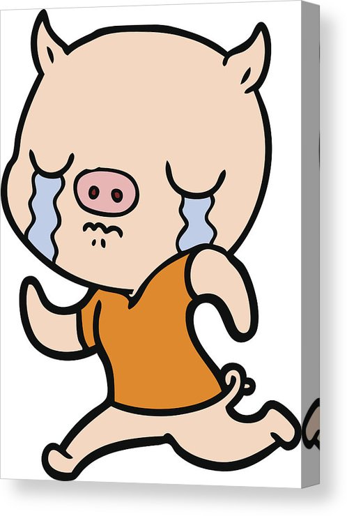 498x740 Cartoon Pig Crying Running Away Canvas Print Canvas Art