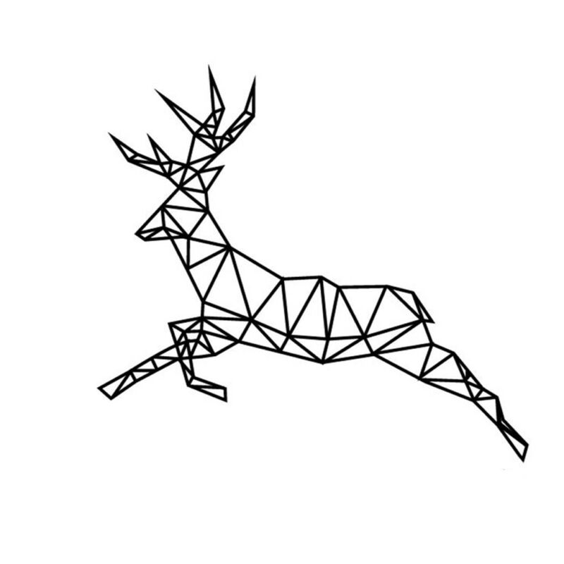 800x800 Geometric Running Deer Wall Sticker Vinyl Art Geometry Animal