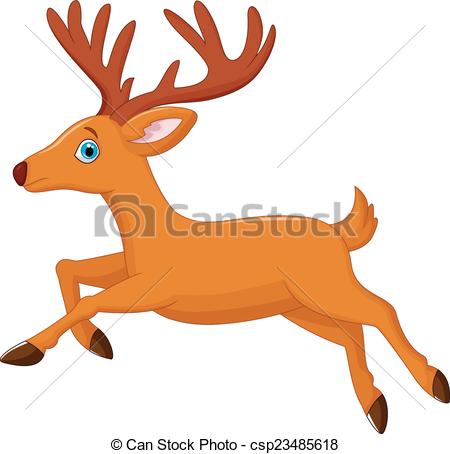 450x454 Vector Illustration Of Cartoon Deer Running Vector Clip Art