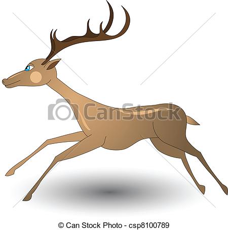 450x454 Christmas Running Deer Illustration Fully Editable No Flatten