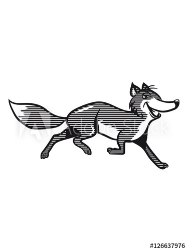 375x500 Fox Running Funny Striped