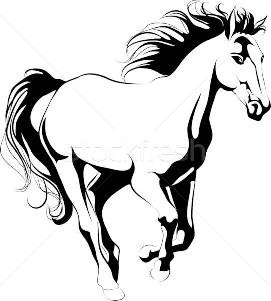 541x600 running horse outline vector illustration julia smirnova