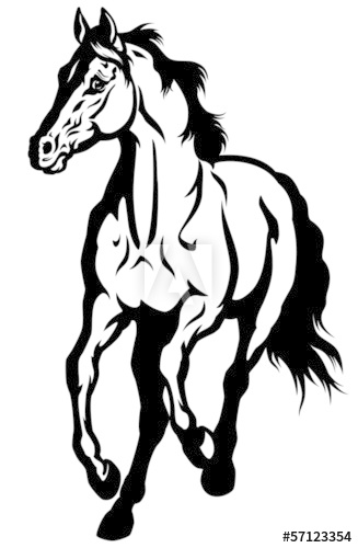 327x500 Running Horse Black White