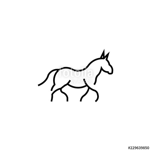500x500 Running Horse Line Art Outline Logo Vector Icon Template Stock