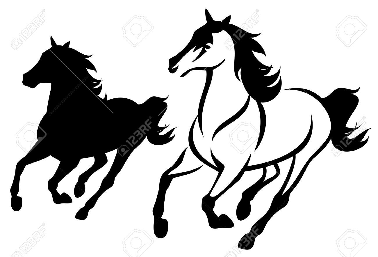 1300x883 Running Horse Clipart Black And White Clipart Portal