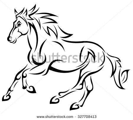 450x406 Vector Line Art Of A Running Horse Silhouette Af Heste