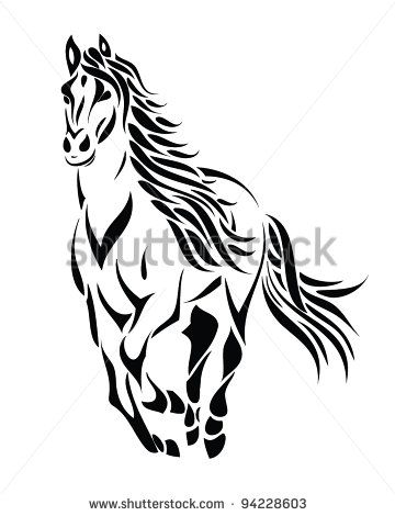 360x470 Horse Head Clip Art Stock Vector Tribal Running Horse Vector