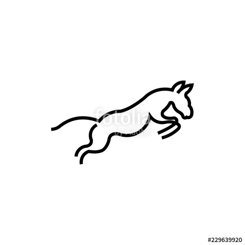 500x500 Running Horse Line Art Outline Logo Vector Icon Template Stock