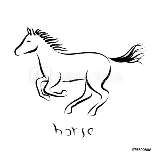 500x500 Abstract Running Horse Ink Line Art