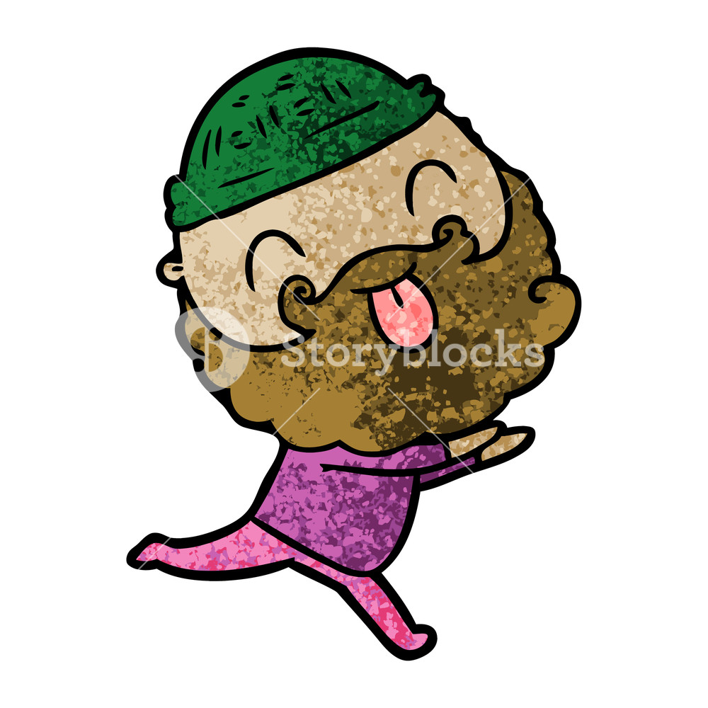 1000x1000 Running Man With Beard Sticking Out Tongue Royalty Free Stock