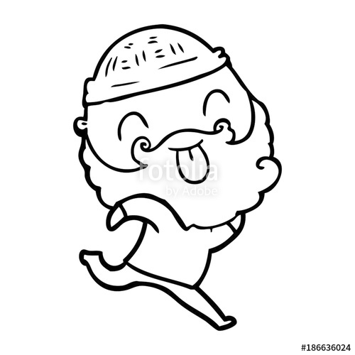 500x500 Running Man With Beard Sticking Out Tongue Stock Image