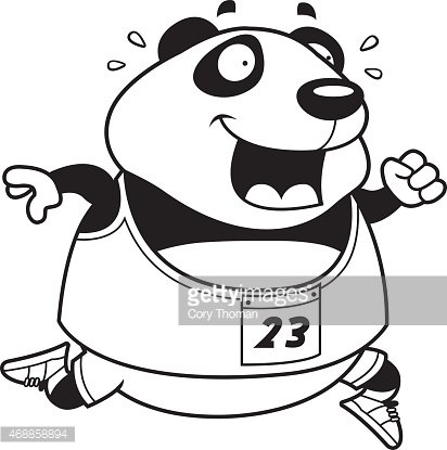412x415 Cartoon Panda Running Race Premium Clipart