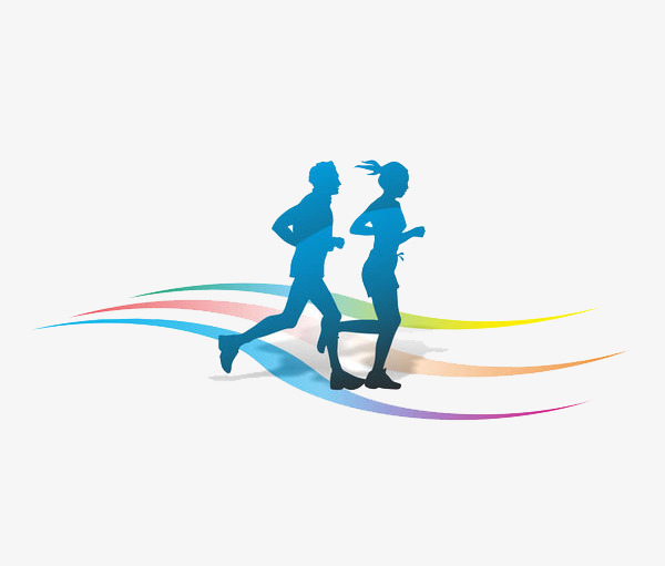 600x511 Men And Women Running On The Track, Cartoon Hand Drawing, Run