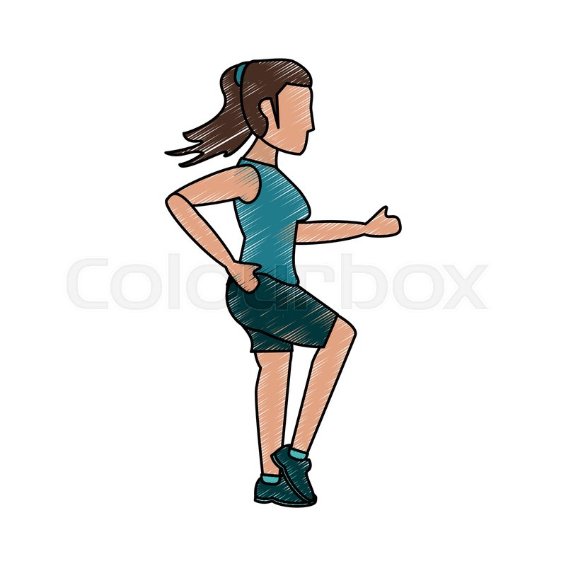 800x800 Colorful Running Woman Doodle Over Stock Vector Colourbox