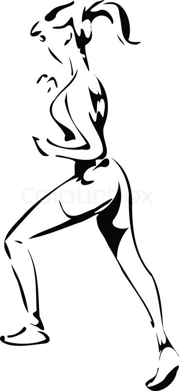 367x800 Graphic Drawing Running Girl Athletes Stock Vector Colourbox