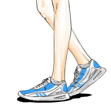 450x450 Illustration With Slender Woman Legs In Running Shoes Jogging