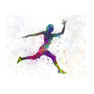 300x300 Woman Runner Running Jumping Painting