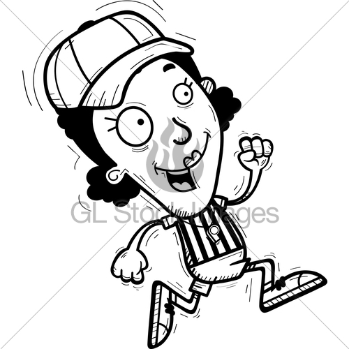 500x500 Cartoon Black Woman Referee Running Gl Stock Images