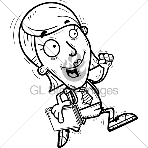 500x500 Cartoon Woman Student Running Gl Stock Images