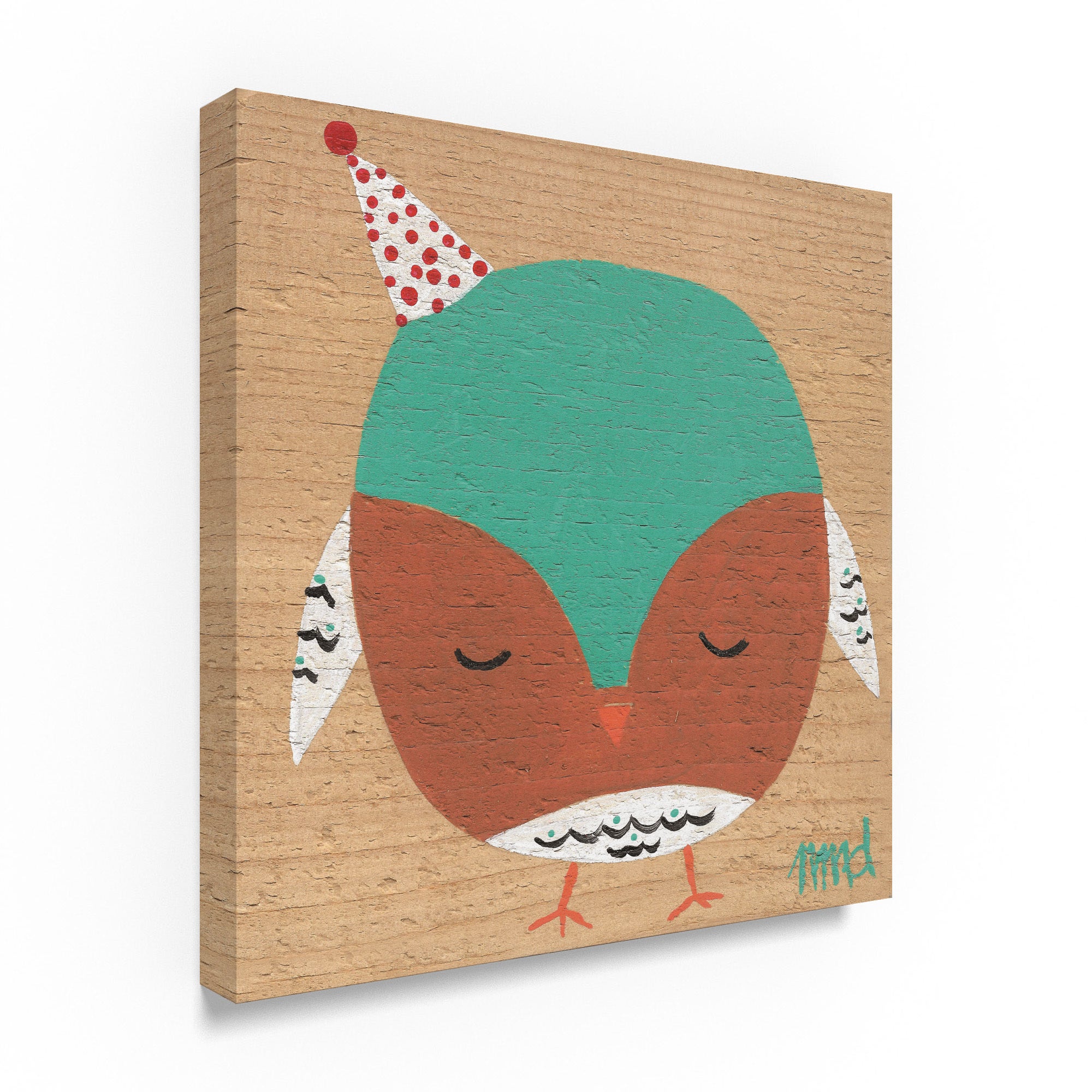 2000x2000 Shop Nicole Dietz 'owl Rust Teal' Canvas Art