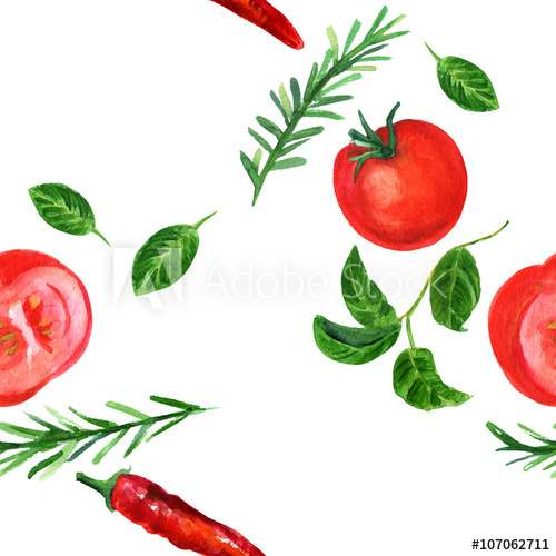 500x500 Seamless Background Pattern With Rustic Style Watercolor Drawings