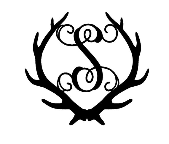570x487 Wood Antler Monogram