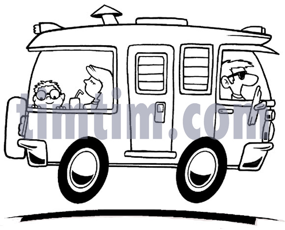 580x468 Free Drawing Of A Camper Rv Bw From The Category Cars Trucks Buses