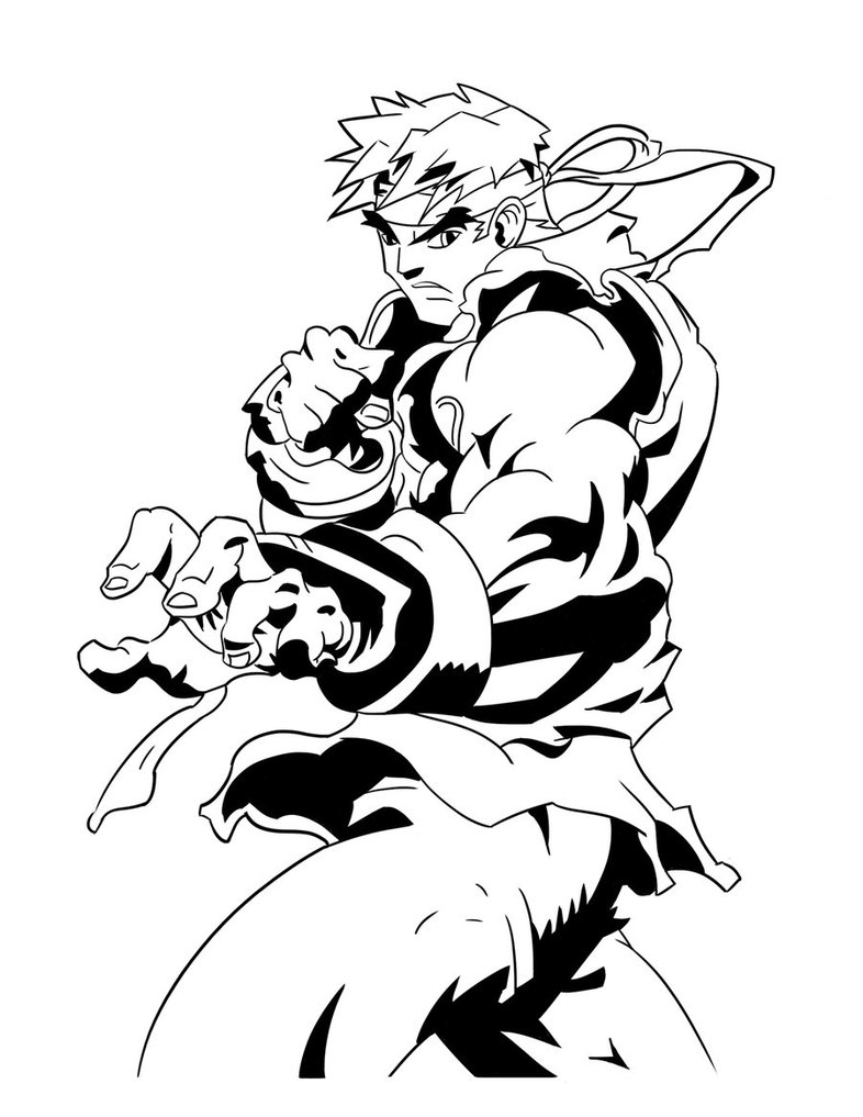 786x1017 Ryu Drawing Black And White For Free Download