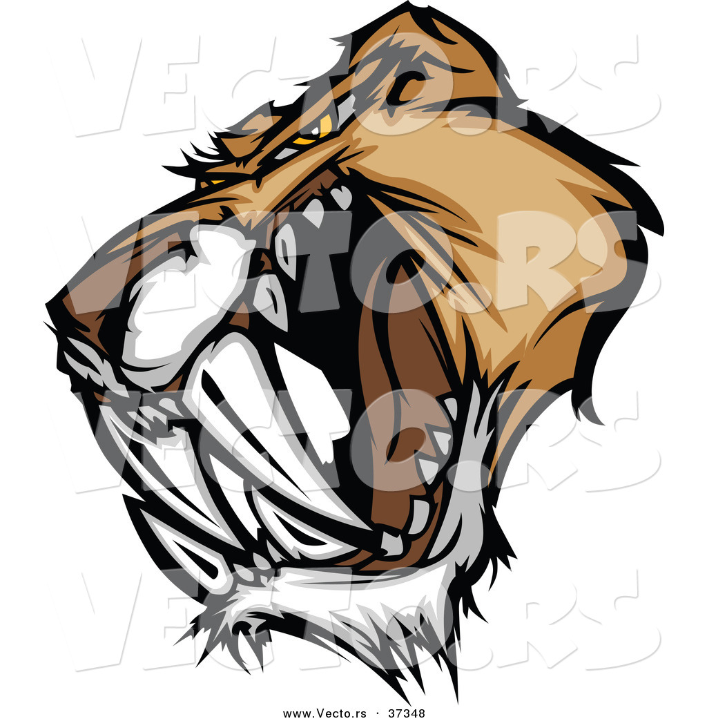 1024x1044 Vector Of An Intimidating Cartoon Saber Tooth Tiger Head Growling