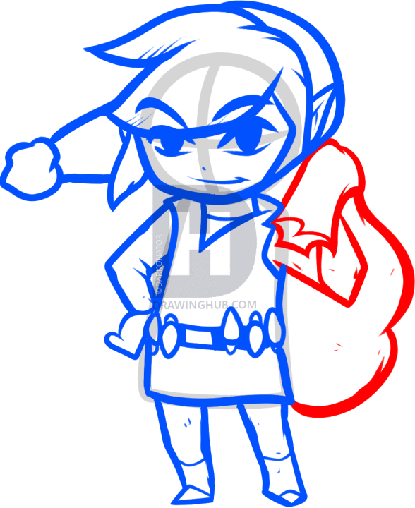 588x720 how to draw christmas link, link from legend of zelda, step