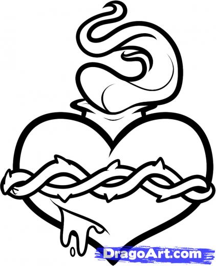 422x520 Learn How To Draw A Sacred Heart, Tattoos, Pop Culture, Free Step