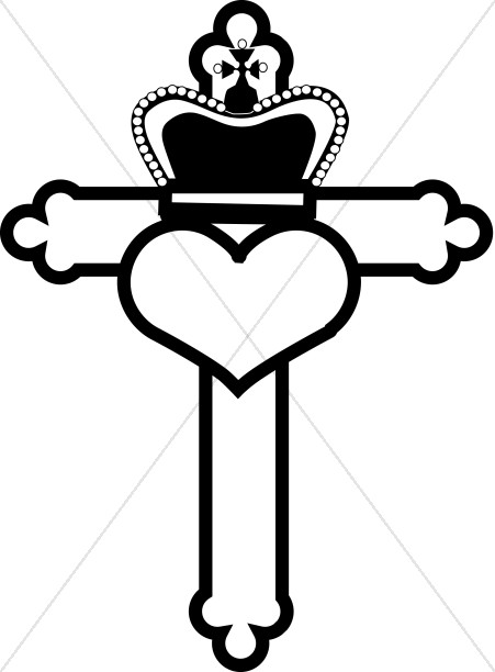 451x612 Sacred Heart Cross With Crown Cross Clipart
