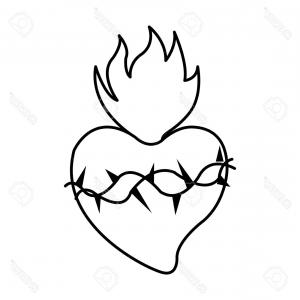 300x300 Stock Illustration Jesus Sacred Heart Hand Drawn Vector