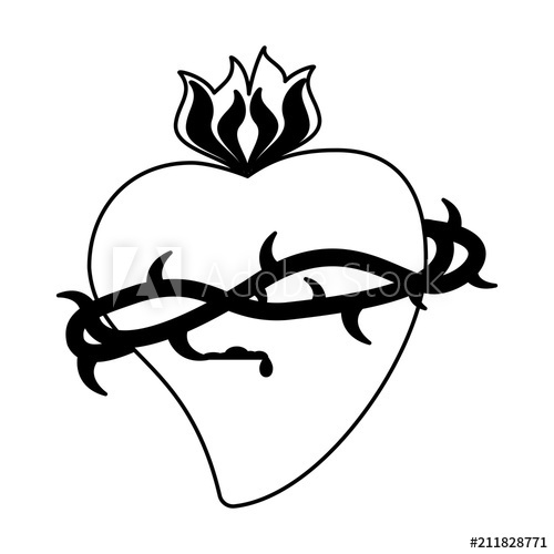 500x500 Catholic Sacred Heart Symbol Vector Illustration Graphic Design