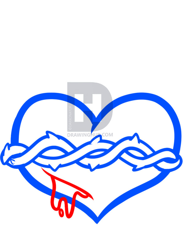 585x720 How To Draw A Sacred Heart, Step