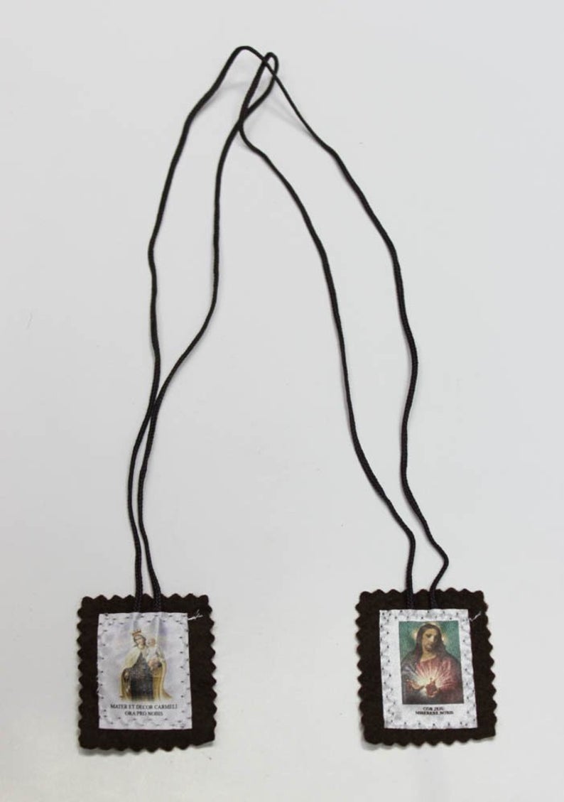 794x1129 Scapular Lady Of Mt Carmel Sacred Heart Of Jesus On Brown Etsy