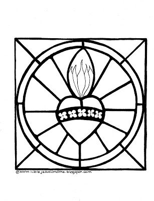307x400 Two Coloring Pages Sacred Heart Of Jesus And The Immaculate Heart