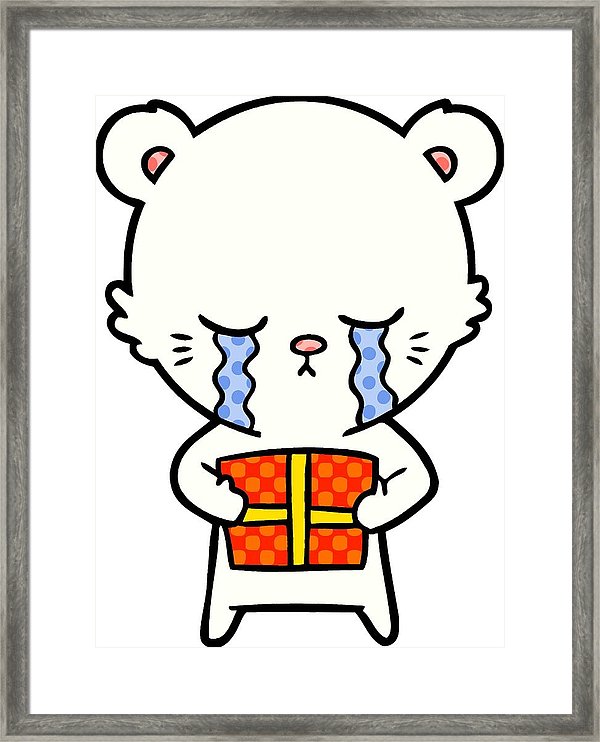 600x742 Sad Little Polar Bear Cartoon Framed Print