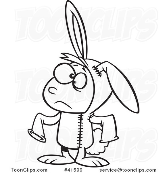 581x600 Cartoon Outlined Sad Boy In A Bad Bunny Halloween Costume