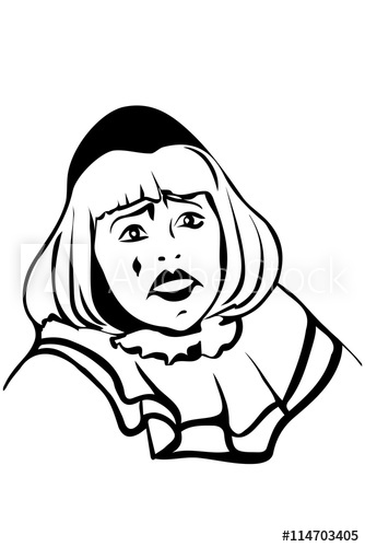 334x500 Vector Sketch Of A Sad White Clown